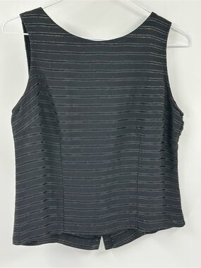 Vintage Christy Lyn Black Sleeveless Top with Gold Metallic Pinstripes Sz 11/12